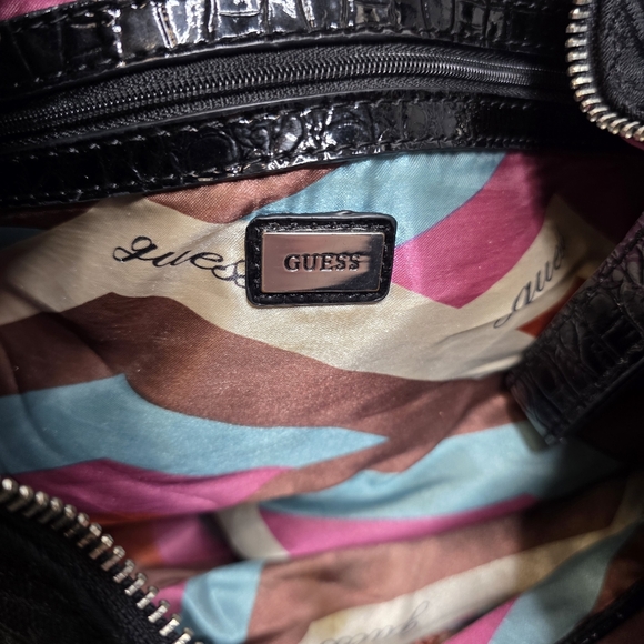 GUESS Vintage Y2K Studded Hobo Bag - Black Monogram & Croc Embossed - Picture 8 of 11